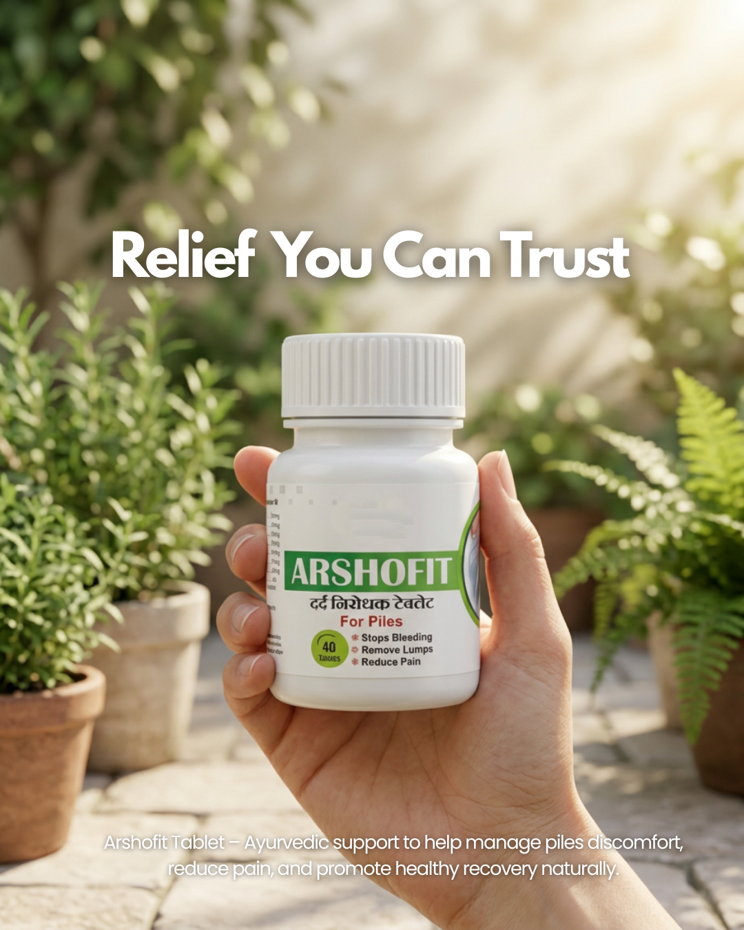 ARSHOFIT TABLET For Piles Relief You Can Trust, Ayurvedic Tablet for Piles Relief | Natural Support for Hemorrhoids, Bleeding, Burning & Constipation | 40tab