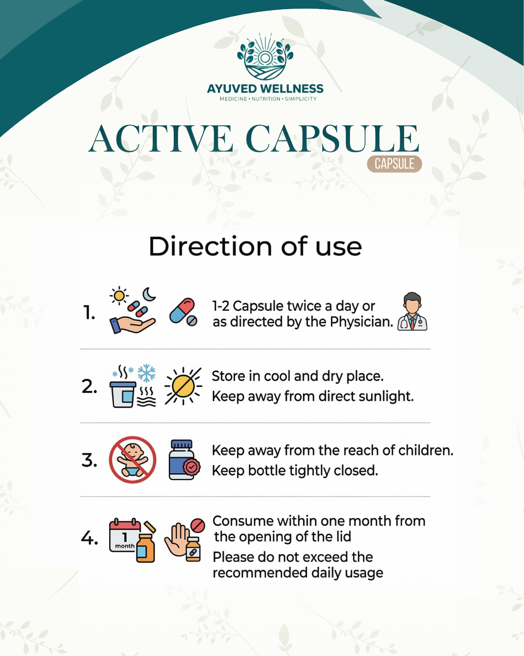 Active Capsules Physical Strength and Stamina, Boosts Natural Energy Supplement, Stay Active, Stay Natural. | 60cap
