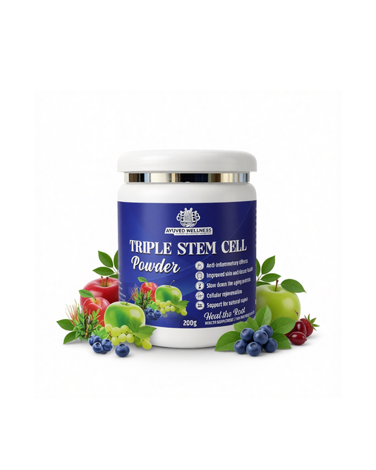 Triple Stem Cell Powder – Apple & Grape Stem Cell Extract | Anti-Aging Herbal Supplement for Immunity, Energy & Skin Health 200 g Advanced Fruit Stem Cells | Cell Renewal | 200g