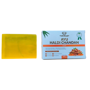 Ayu Haldi Chandan Soap | Turmeric & Sandalwood Bath Soap | Deep Cleansing | Brightens Skin | Helps Reduce Tan & Dullness | Suitable for All Skin Types | 100g
