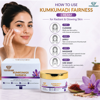 Kumkumadi Fairness Cream | Brightens Skin | Reduces Dark Spots & Pigmentation | Deep Nourishment | Suitable for All Skin Types | 50g