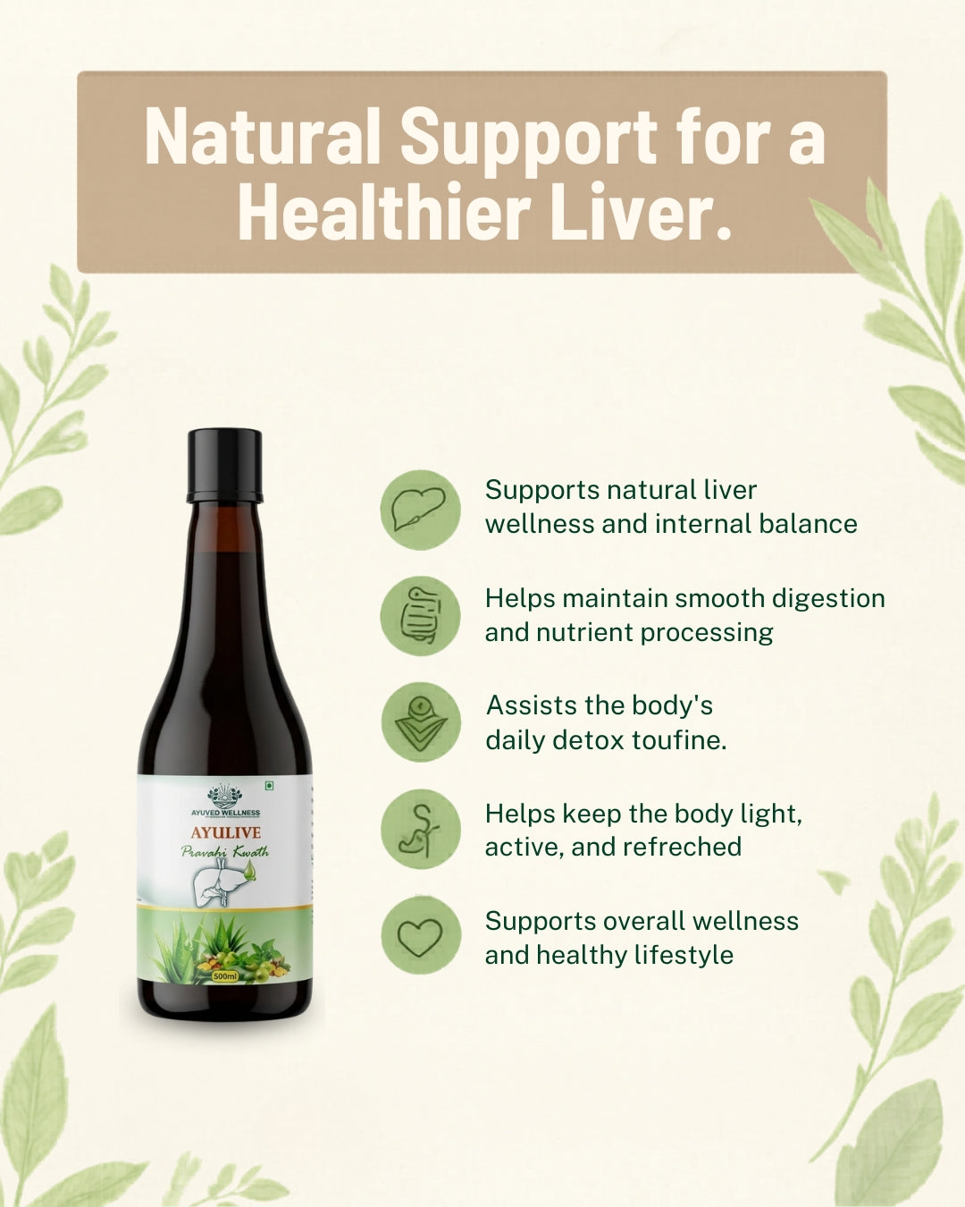 Ayulive Pravahi Kwath Liver Detox Juice, Strengthens & Improves Digestion, Natural Rejuvenator & Liver Detoxifier | 500ml