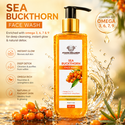 Sea Buckthorn Face Wash | Deep Cleansing Face Wash | Helps Brighten Skin | Removes Dirt & Excess Oil | Instant Fresh Glow | Suitable for All Skin Types | 100ml