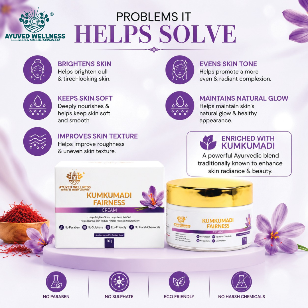 Kumkumadi Fairness Cream | Brightens Skin | Reduces Dark Spots & Pigmentation | Deep Nourishment | Suitable for All Skin Types | 50g