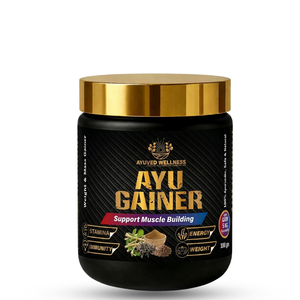 AYUGAINER Ayurvedic Weight Gainer Supplement Powder for Men & Women, Supports Stamina, Muscle Mass | Natural Protein & Carbs | Health Gain & High Calorie Formula ||100g