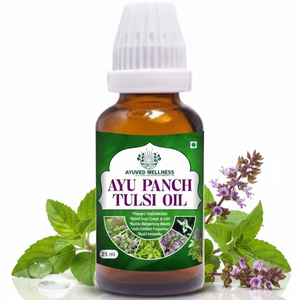 AYU Panch Tulsi Oil Herbal Support Formula Ayurvedic Tulsi Drops | 25 ml Best Panch Tulsi Oil | Natural Herbal Formula for Wellness & Vitality | Supports Relief in Cold, Cough & Mild Fever | 25ml