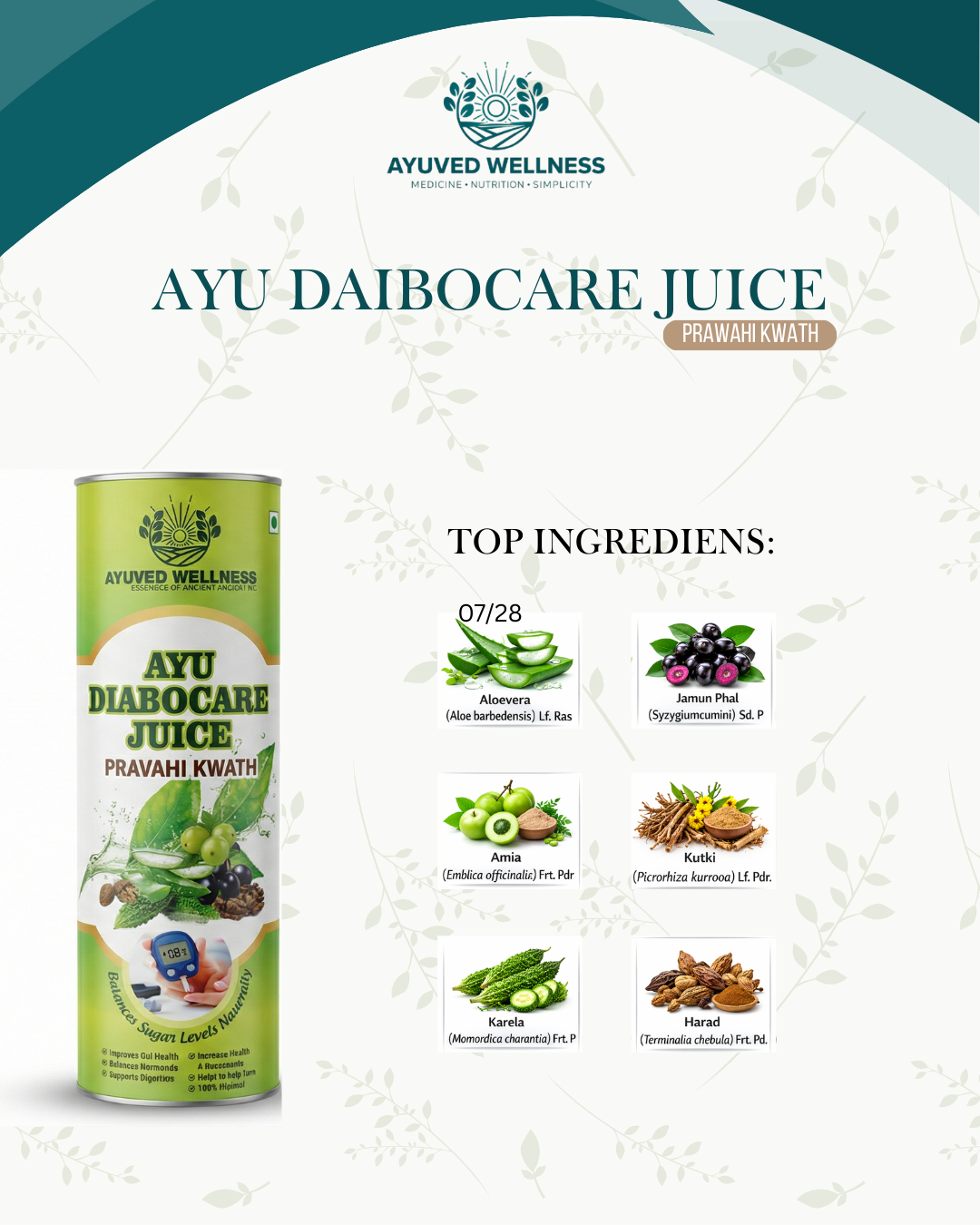 Ayu Diabocare Juice Pravahi Kwath Ayurvedic Herbal Juice for Daily Balanc