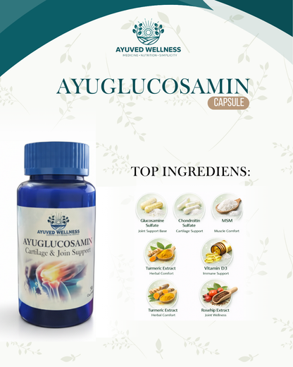 AYUGLUCOSAMIN Cartilage & Joint Support Supplement | Glucosamine for Joint Relieves Pain and Stiffness I Pure Veg Formula| 30cap