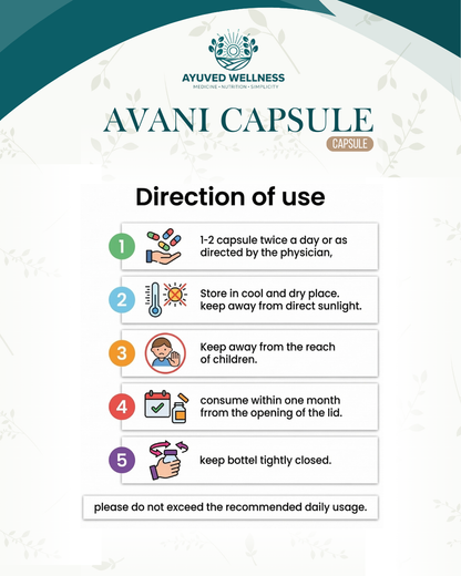 Avani CAPSULE Herbal Supplement for Hormonal Balance, PCOS, PCOD, Period Pain Relief, Hair and Skin Health | Women Wellness | 60cap