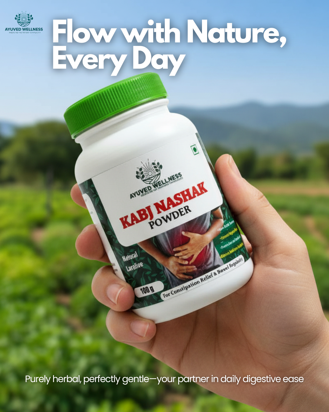 KABJ NASHAK POWDER Flow with Nature, Every Day, Natural Ayurvedic Constipation Relief, Digestive Health Support, | 100g