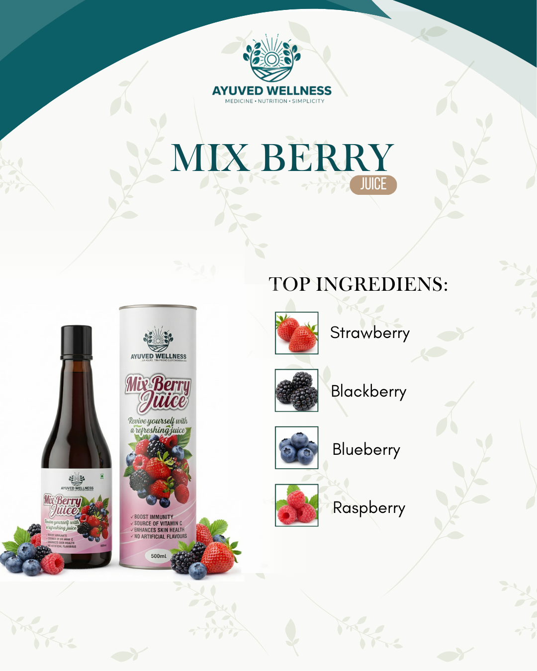 Mix Berry Juice Antioxidant Fruit's Drink Imunity Booster, mix of 60+ berries and fruits | Antioxidants, Antifungal, and Immunity booster | | 500ml