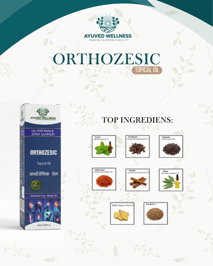 Orthozesic Oil Advanced Joint Comfort Formula, Ayurvedic Strong Oil 100Ml - For Joints Pain, Knee Pain, Neck Pain, Back Pain, Shoulder Pain | 100ml