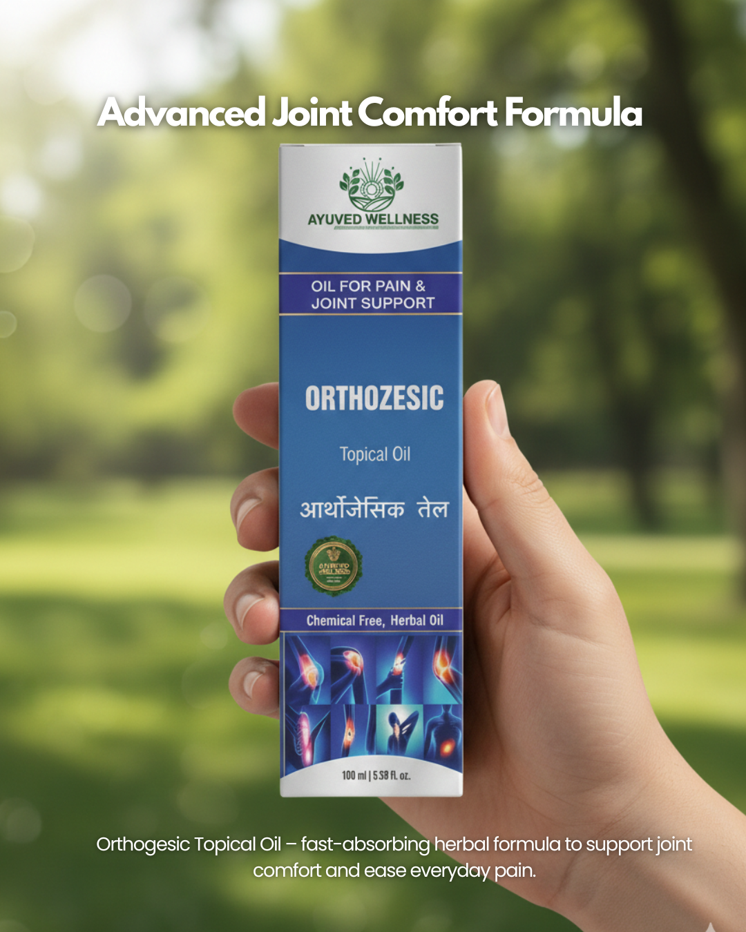 Orthozesic Oil Advanced Joint Comfort Formula, Ayurvedic Strong Oil 100Ml - For Joints Pain, Knee Pain, Neck Pain, Back Pain, Shoulder Pain | 100ml