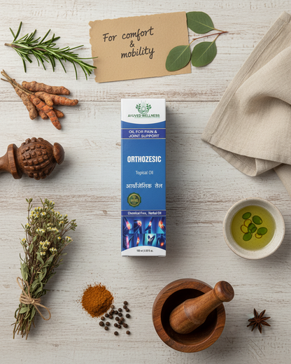 Orthozesic Oil Advanced Joint Comfort Formula, Ayurvedic Strong Oil 100Ml - For Joints Pain, Knee Pain, Neck Pain, Back Pain, Shoulder Pain | 100ml