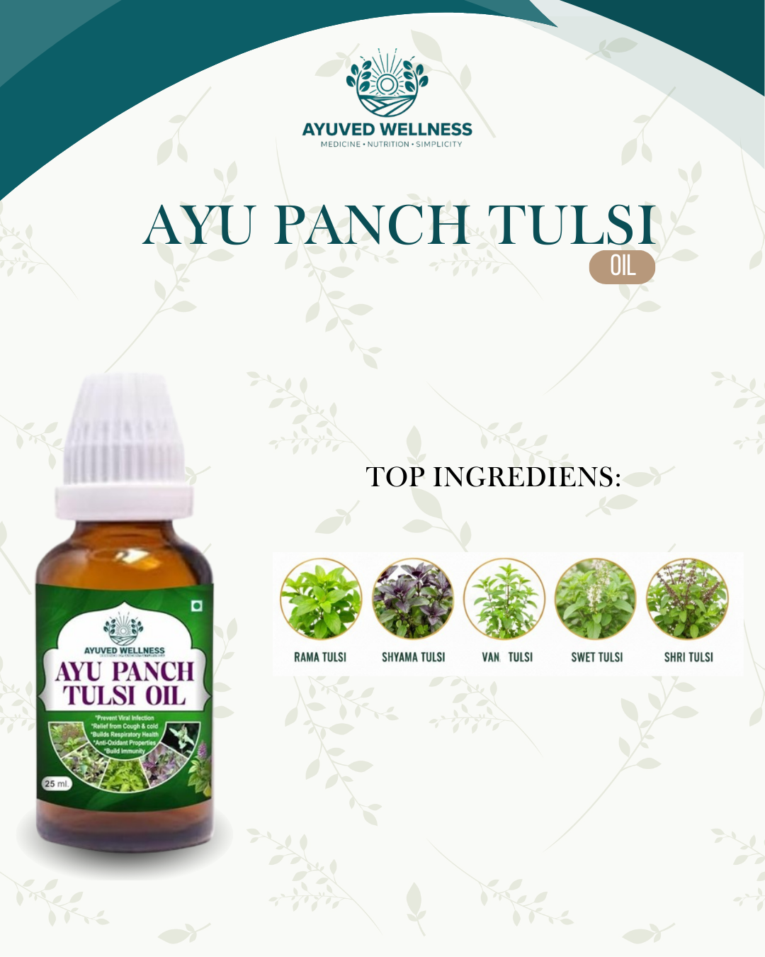 Ayuved Wellness AYU Panch Tulsi Oil – Herbal Support Formula (25ml)