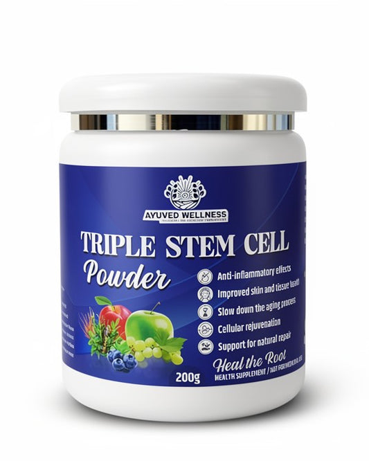 Triple Stem Cell Powder – Apple & Grape Stem Cell Extract | Anti-Aging Herbal Supplement for Immunity, Energy & Skin Health 200 g Advanced Fruit Stem Cells | Cell Renewal | 200g