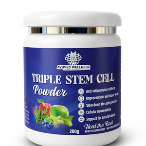 Triple Stem Cell Powder – Apple & Grape Stem Cell Extract | Anti-Aging Herbal Supplement for Immunity, Energy & Skin Health 200 g Advanced Fruit Stem Cells | Cell Renewal | 200g
